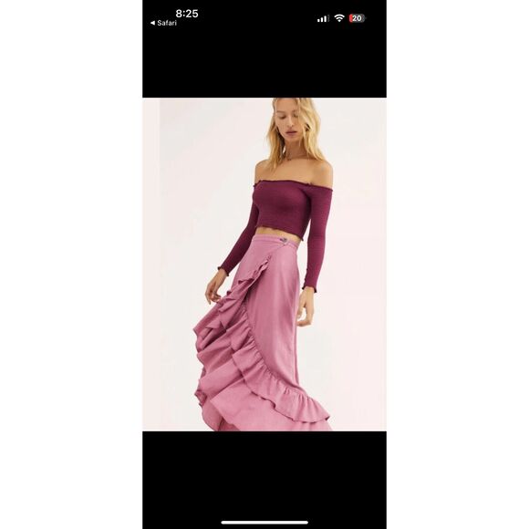 Free People Celine’s Wrap Skirt Sz Small Ruffle Midi in Pumpkin Spice - Picture 10 of 11